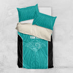 Custom New Zealand Stingray Oztag Bedding Set Tag Rugby Maori Pattern Teal Version