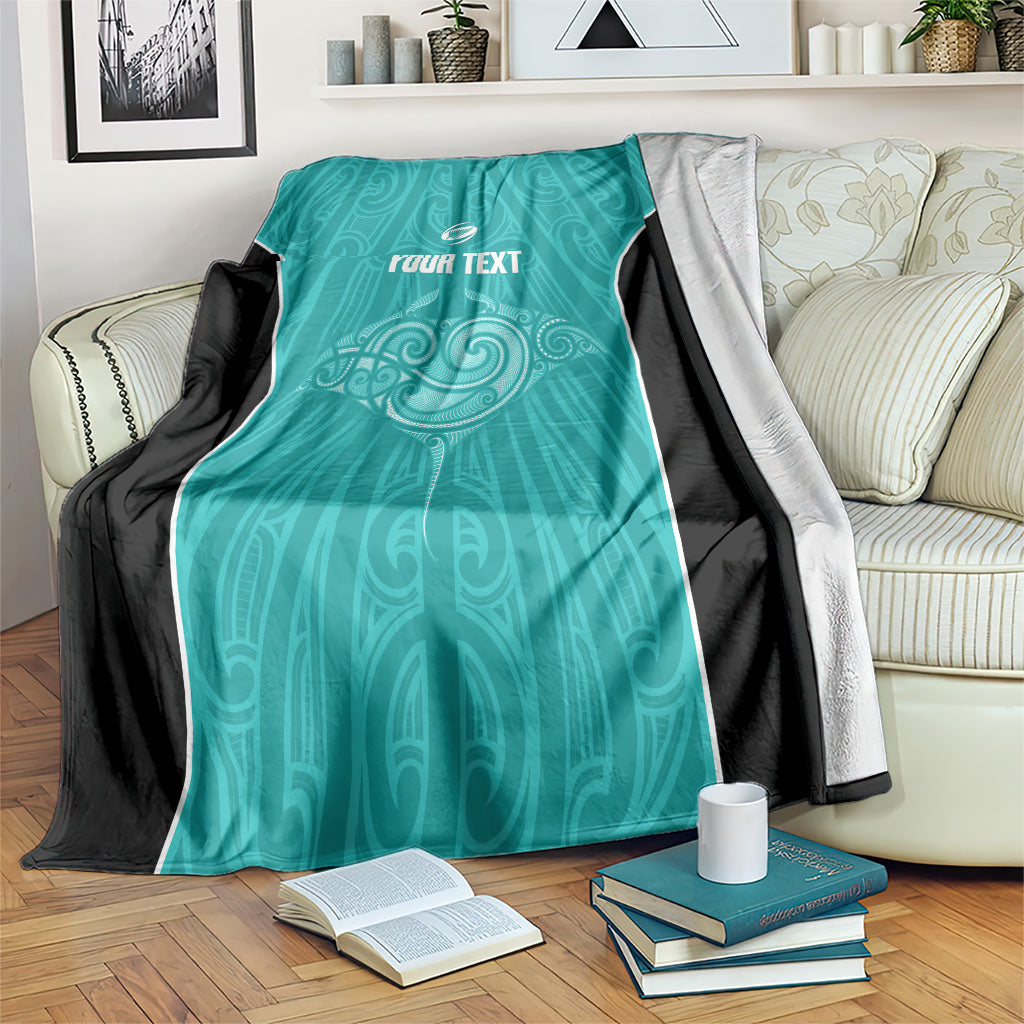 Custom New Zealand Stingray Oztag Blanket Tag Rugby Maori Pattern Teal Version