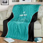 Custom New Zealand Stingray Oztag Blanket Tag Rugby Maori Pattern Teal Version