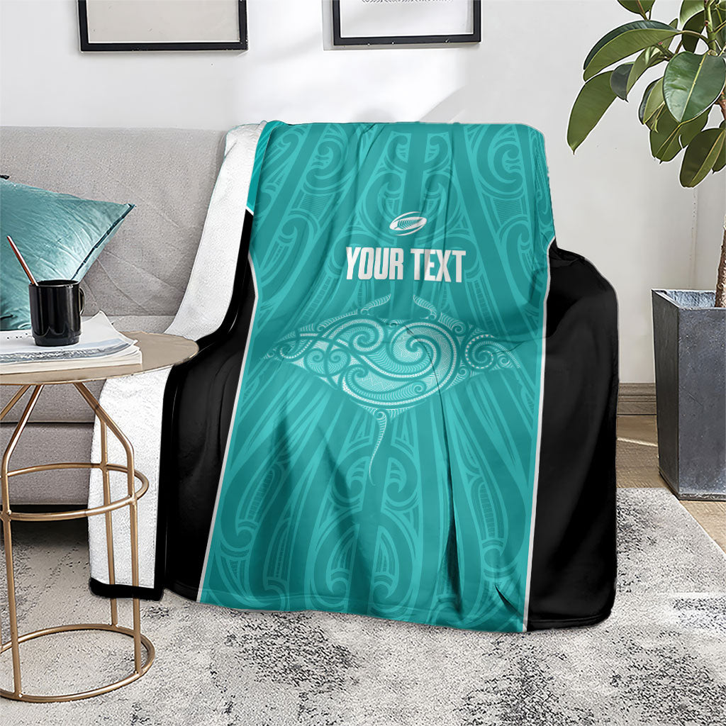 Custom New Zealand Stingray Oztag Blanket Tag Rugby Maori Pattern Teal Version