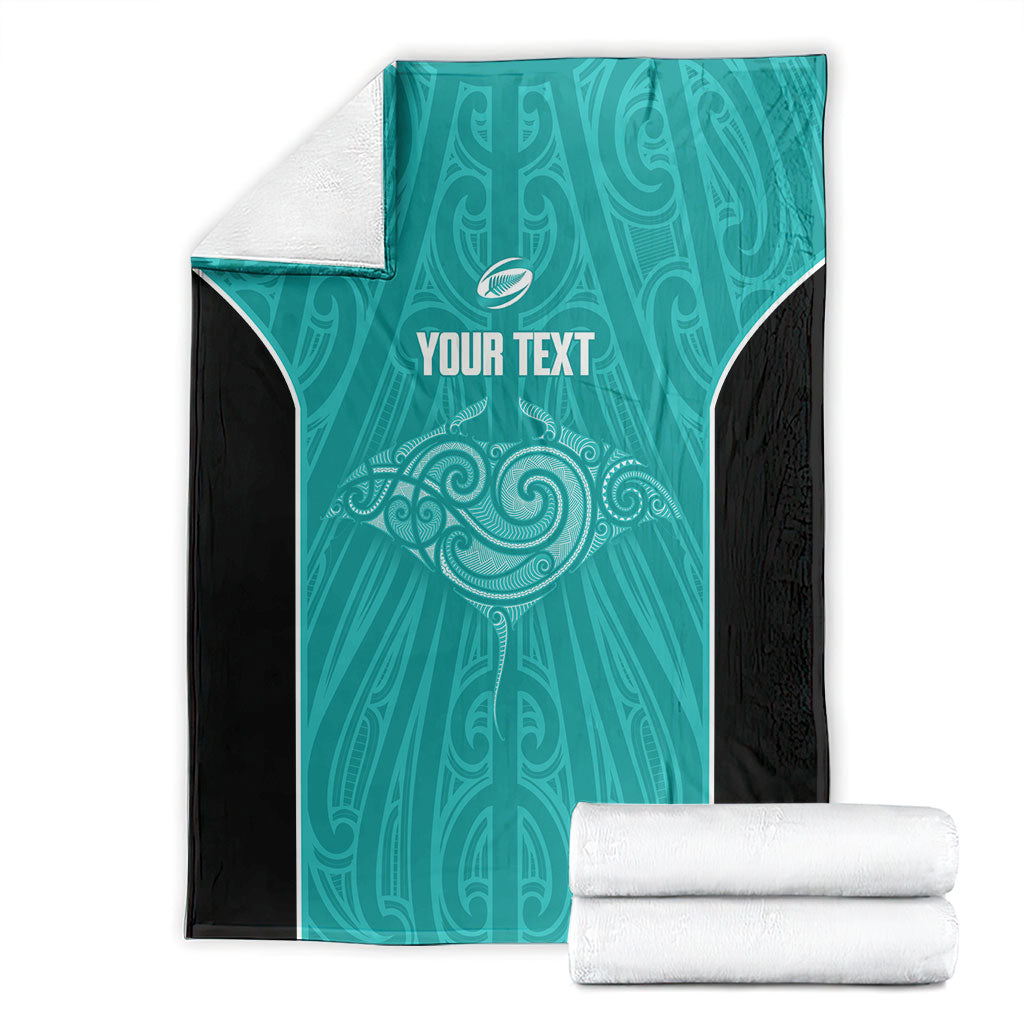 Custom New Zealand Stingray Oztag Blanket Tag Rugby Maori Pattern Teal Version
