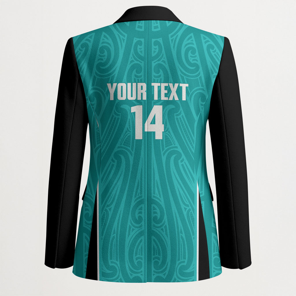 Custom New Zealand Stingray Oztag Blazer Tag Rugby Maori Pattern Teal Version