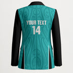 Custom New Zealand Stingray Oztag Blazer Tag Rugby Maori Pattern Teal Version