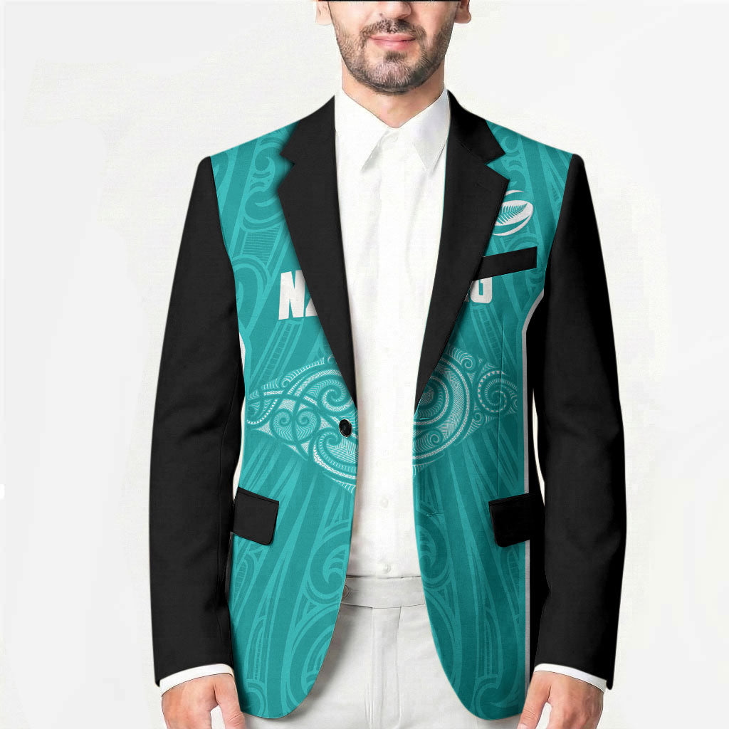 Custom New Zealand Stingray Oztag Blazer Tag Rugby Maori Pattern Teal Version