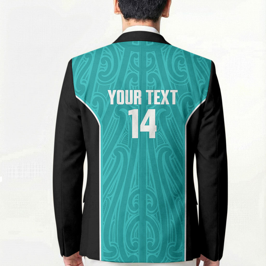 Custom New Zealand Stingray Oztag Blazer Tag Rugby Maori Pattern Teal Version