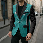 Custom New Zealand Stingray Oztag Blazer Tag Rugby Maori Pattern Teal Version