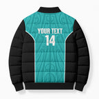 Custom New Zealand Stingray Oztag Bomber Puffer Jacket Tag Rugby Maori Pattern Teal Version