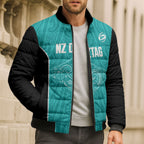 Custom New Zealand Stingray Oztag Bomber Puffer Jacket Tag Rugby Maori Pattern Teal Version