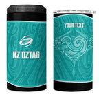 Custom New Zealand Stingray Oztag 4 in 1 Can Cooler Tumbler Tag Rugby Maori Pattern Teal Version