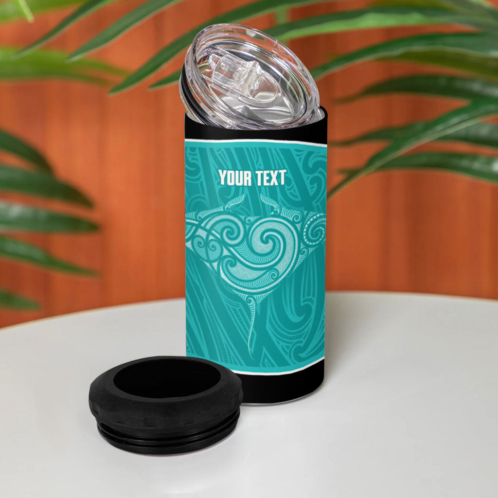 Custom New Zealand Stingray Oztag 4 in 1 Can Cooler Tumbler Tag Rugby Maori Pattern Teal Version