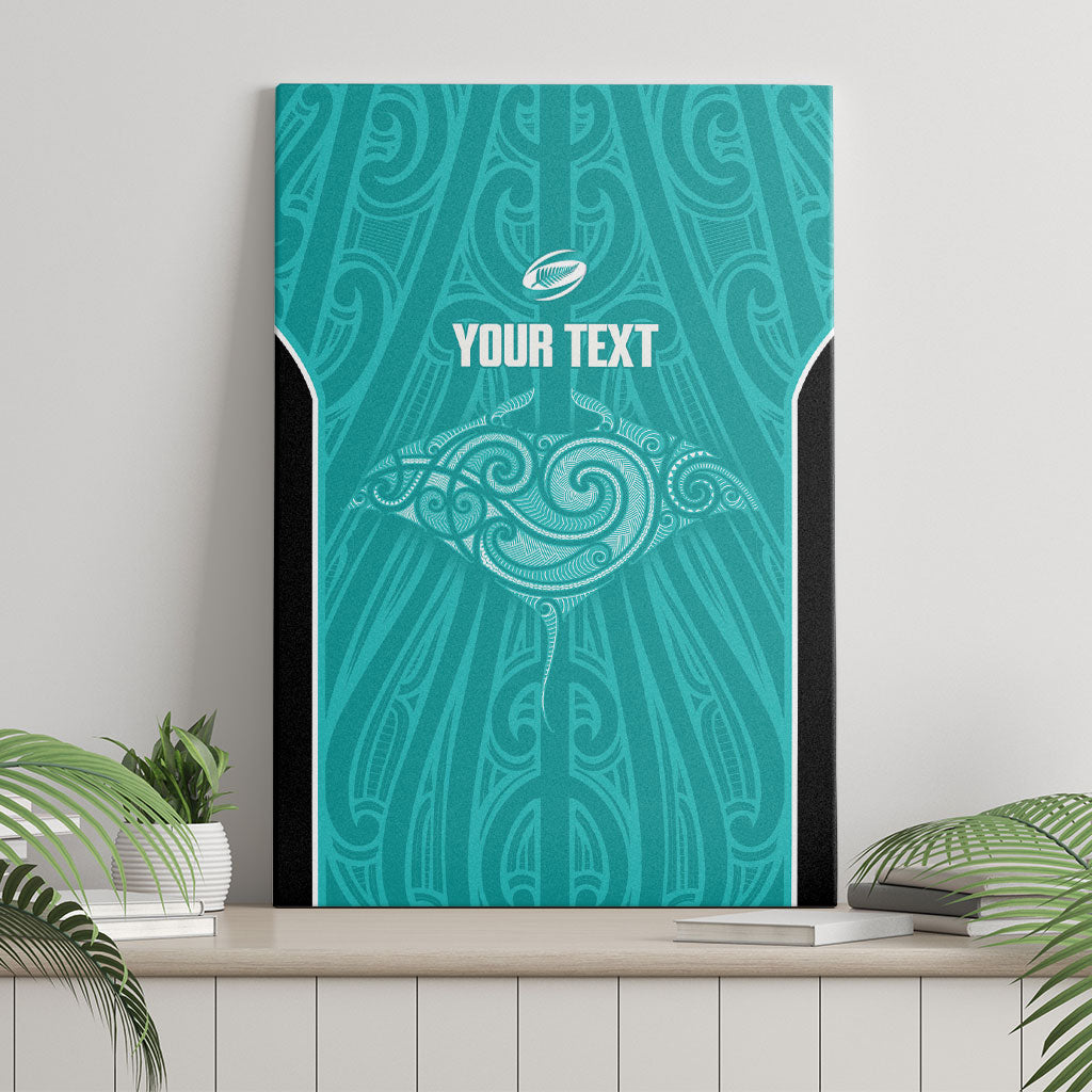 Custom New Zealand Stingray Oztag Canvas Wall Art Tag Rugby Maori Pattern Teal Version
