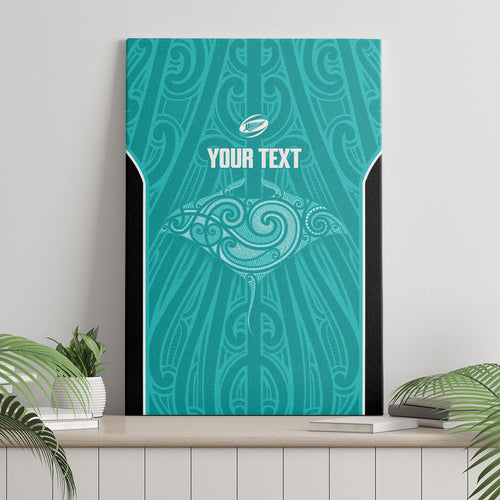 Custom New Zealand Stingray Oztag Canvas Wall Art Tag Rugby Maori Pattern Teal Version