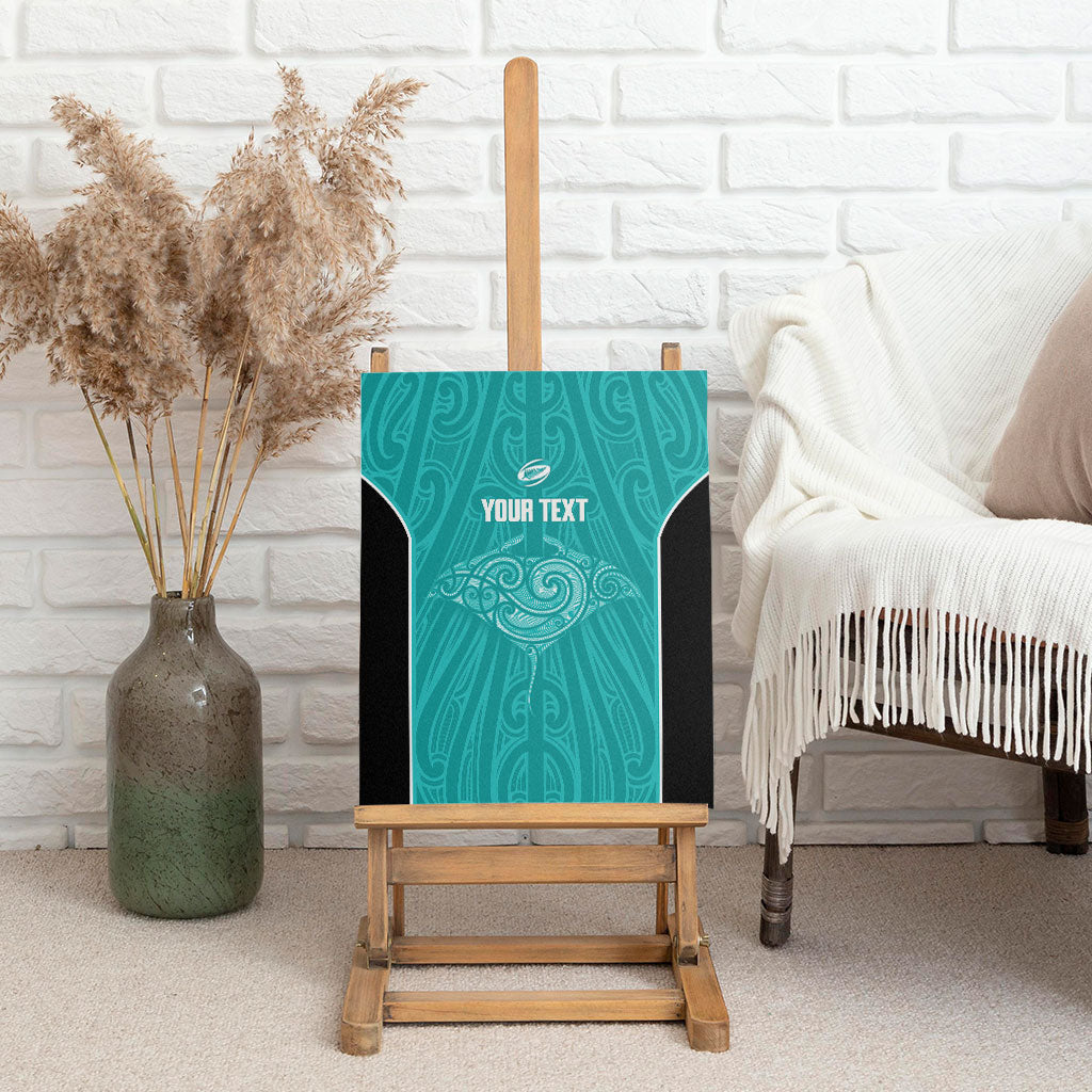 Custom New Zealand Stingray Oztag Canvas Wall Art Tag Rugby Maori Pattern Teal Version