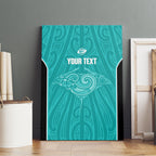 Custom New Zealand Stingray Oztag Canvas Wall Art Tag Rugby Maori Pattern Teal Version