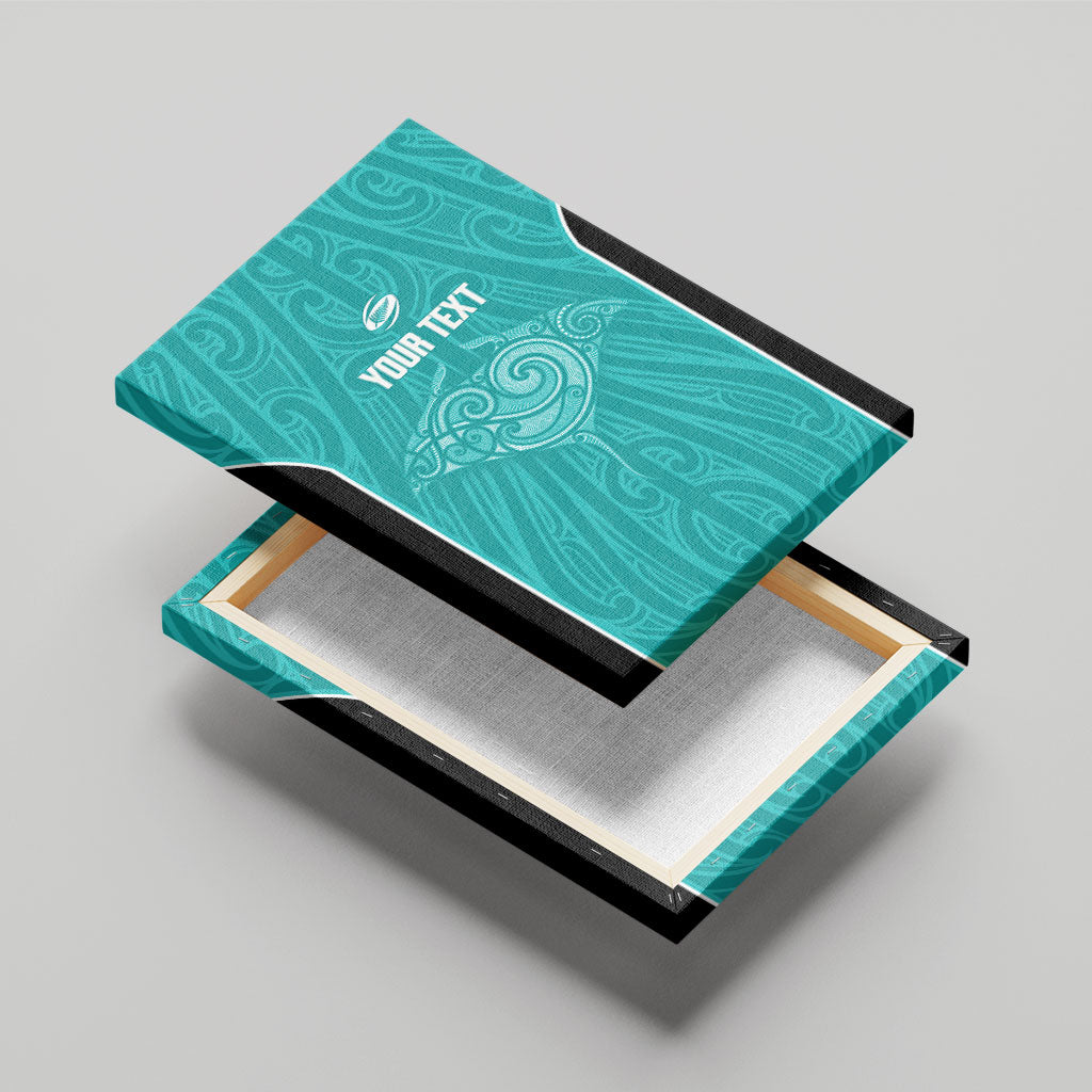 Custom New Zealand Stingray Oztag Canvas Wall Art Tag Rugby Maori Pattern Teal Version