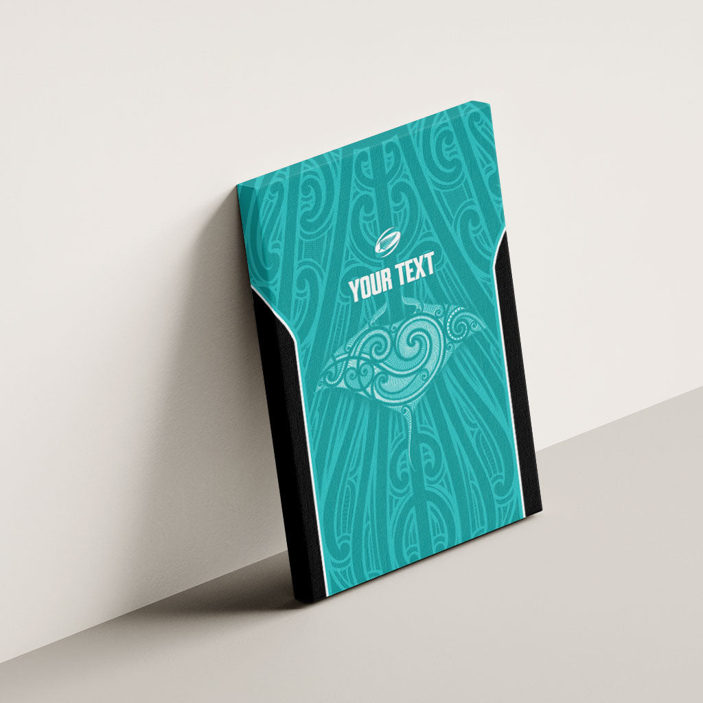 Custom New Zealand Stingray Oztag Canvas Wall Art Tag Rugby Maori Pattern Teal Version