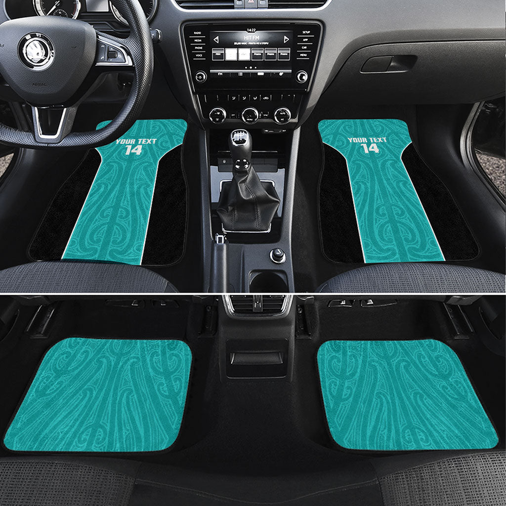 Custom New Zealand Stingray Oztag Car Mats Tag Rugby Maori Pattern Teal Version