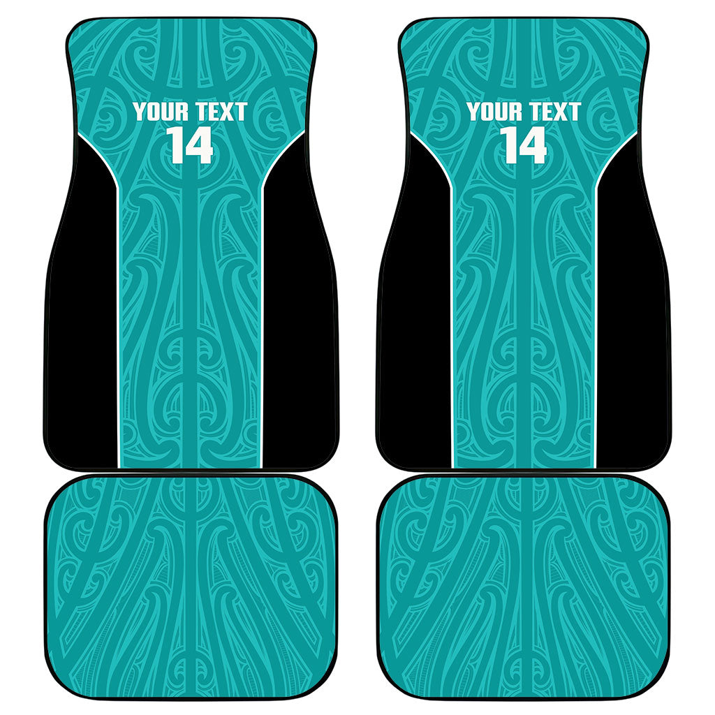 Custom New Zealand Stingray Oztag Car Mats Tag Rugby Maori Pattern Teal Version