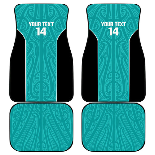 Custom New Zealand Stingray Oztag Car Mats Tag Rugby Maori Pattern Teal Version