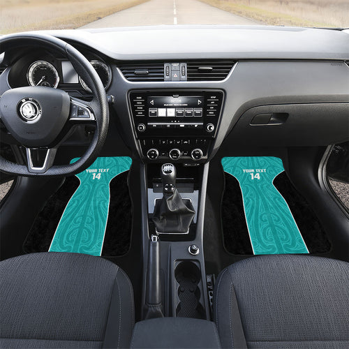 Custom New Zealand Stingray Oztag Car Mats Tag Rugby Maori Pattern Teal Version