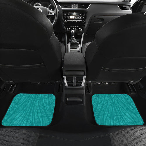 Custom New Zealand Stingray Oztag Car Mats Tag Rugby Maori Pattern Teal Version