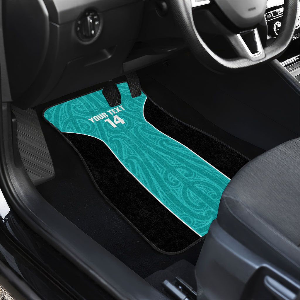 Custom New Zealand Stingray Oztag Car Mats Tag Rugby Maori Pattern Teal Version