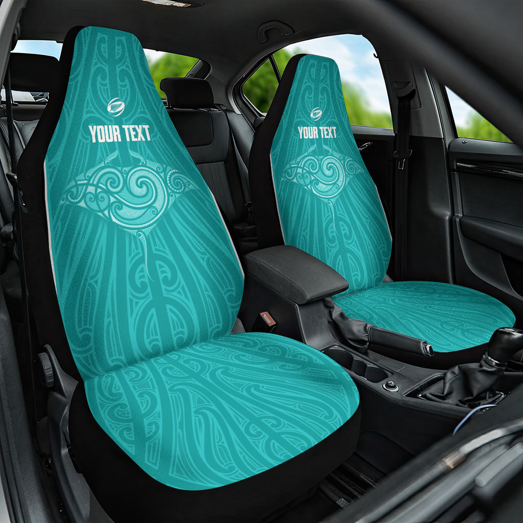 Custom New Zealand Stingray Oztag Car Seat Cover Tag Rugby Maori Pattern Teal Version