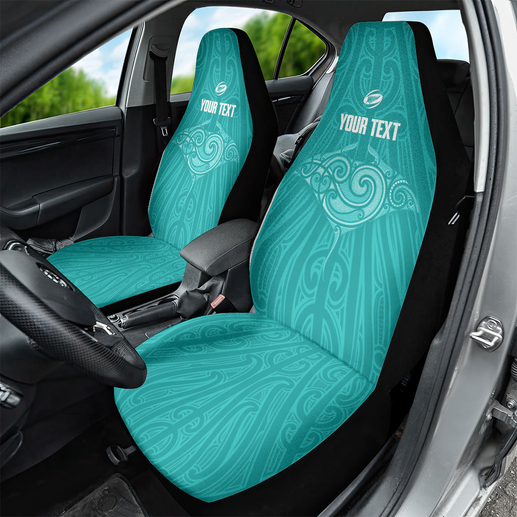 Custom New Zealand Stingray Oztag Car Seat Cover Tag Rugby Maori Pattern Teal Version
