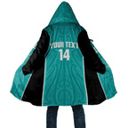 Custom New Zealand Stingray Oztag Cloak Tag Rugby Maori Pattern Teal Version