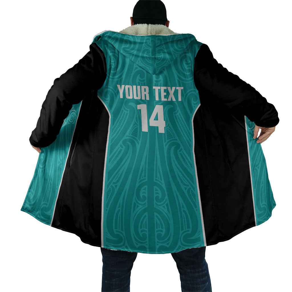 Custom New Zealand Stingray Oztag Cloak Tag Rugby Maori Pattern Teal Version