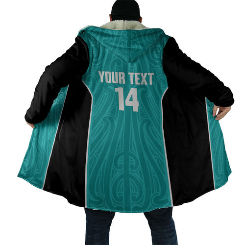 Custom New Zealand Stingray Oztag Cloak Tag Rugby Maori Pattern Teal Version
