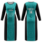Custom New Zealand Stingray Oztag Couples Matching Long Sleeve Bodycon Dress and Hawaiian Shirt Tag Rugby Maori Pattern Teal Version