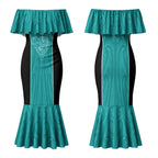 Custom New Zealand Stingray Oztag Couples Matching Mermaid Dress and Hawaiian Shirt Tag Rugby Maori Pattern Teal Version