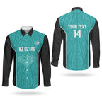 Custom New Zealand Stingray Oztag Couples Matching Tank Maxi Dress and Long Sleeve Button Shirt Tag Rugby Maori Pattern Teal Version