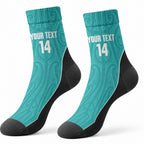 Custom New Zealand Stingray Oztag Crew Socks Tag Rugby Maori Pattern Teal Version