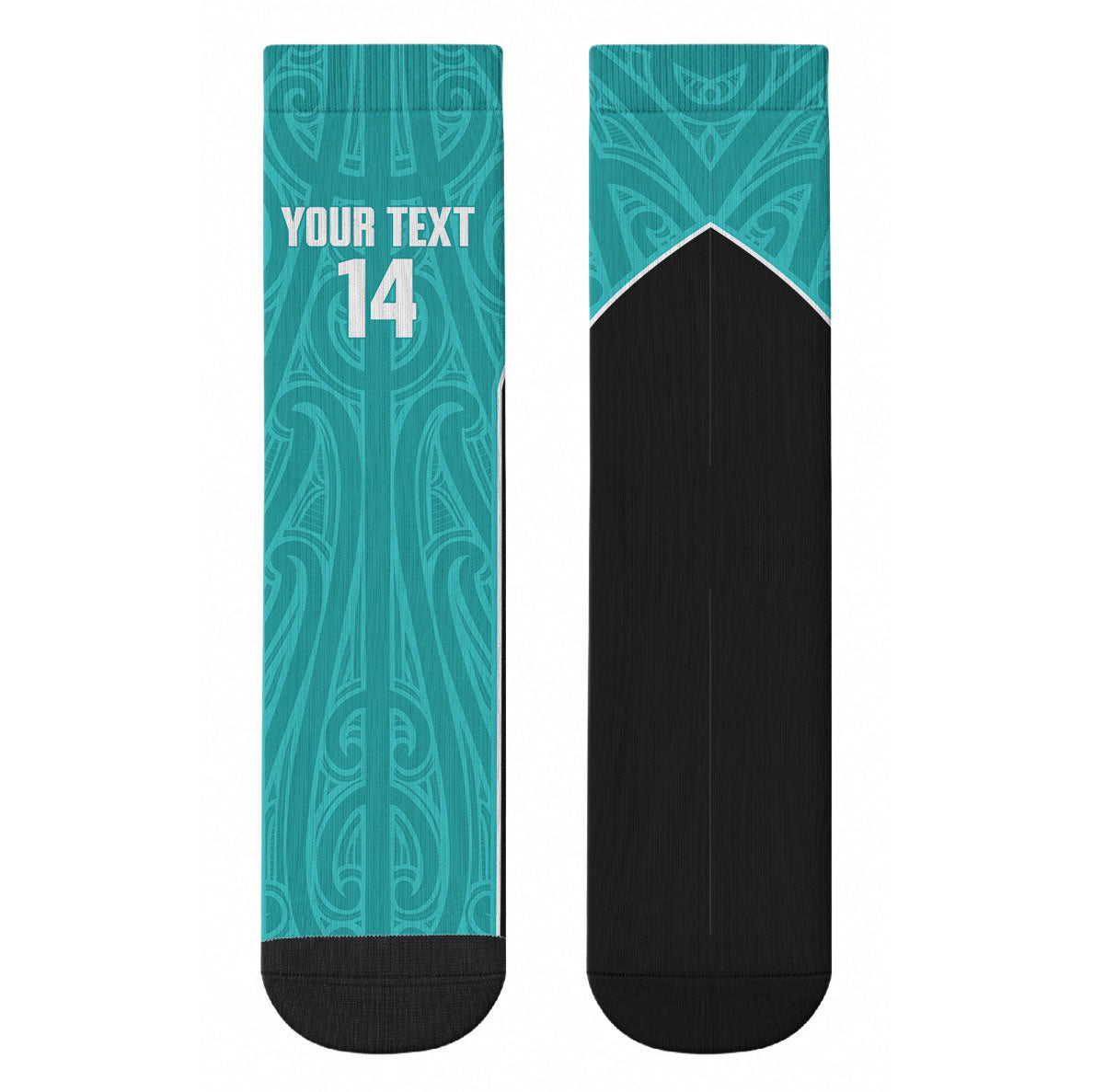 Custom New Zealand Stingray Oztag Crew Socks Tag Rugby Maori Pattern Teal Version
