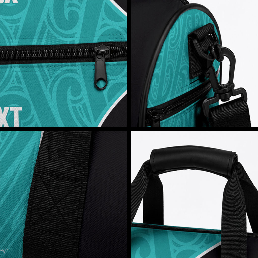 Custom New Zealand Stingray Oztag Duffle Bag Tag Rugby Maori Pattern Teal Version