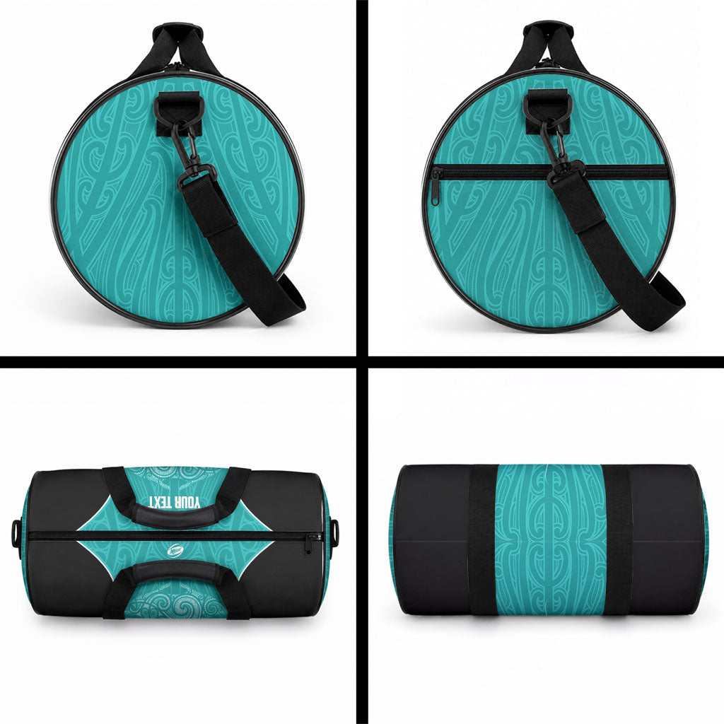 Custom New Zealand Stingray Oztag Duffle Bag Tag Rugby Maori Pattern Teal Version