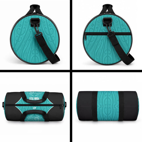 Custom New Zealand Stingray Oztag Duffle Bag Tag Rugby Maori Pattern Teal Version