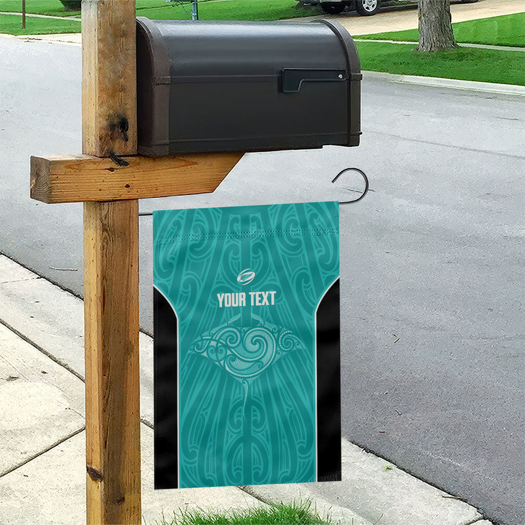 Custom New Zealand Stingray Oztag Garden Flag Tag Rugby Maori Pattern Teal Version