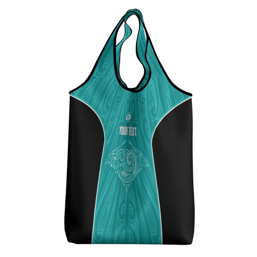 Custom New Zealand Stingray Oztag Grocery Bag Tag Rugby Maori Pattern Teal Version