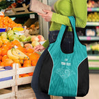 Custom New Zealand Stingray Oztag Grocery Bag Tag Rugby Maori Pattern Teal Version