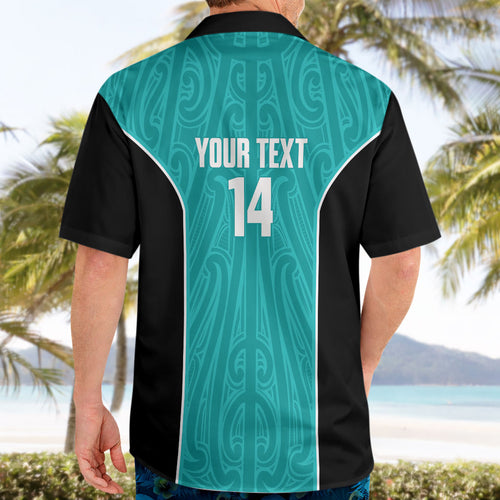 Custom New Zealand Stingray Oztag Hawaiian Shirt Tag Rugby Maori Pattern Teal Version