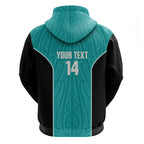 Custom New Zealand Stingray Oztag Hoodie Tag Rugby Maori Pattern Teal Version