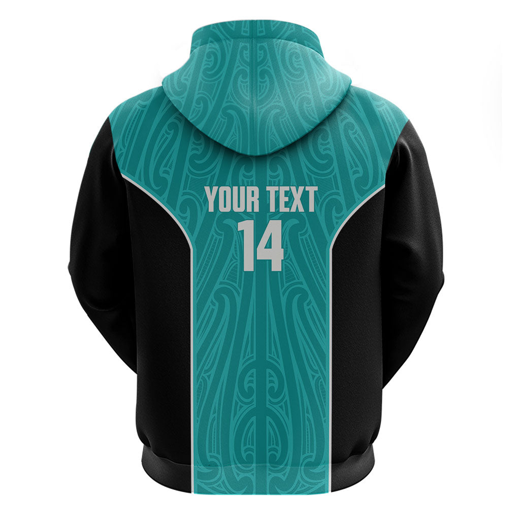 Custom New Zealand Stingray Oztag Hoodie Tag Rugby Maori Pattern Teal Version