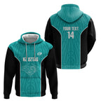 Custom New Zealand Stingray Oztag Hoodie Tag Rugby Maori Pattern Teal Version