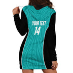 Custom New Zealand Stingray Oztag Hoodie Dress Tag Rugby Maori Pattern Teal Version