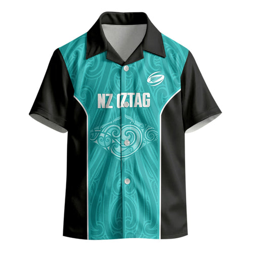 Custom New Zealand Stingray Oztag Kid Hawaiian Shirt Tag Rugby Maori Pattern Teal Version