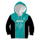 Custom New Zealand Stingray Oztag Kid Hoodie Tag Rugby Maori Pattern Teal Version