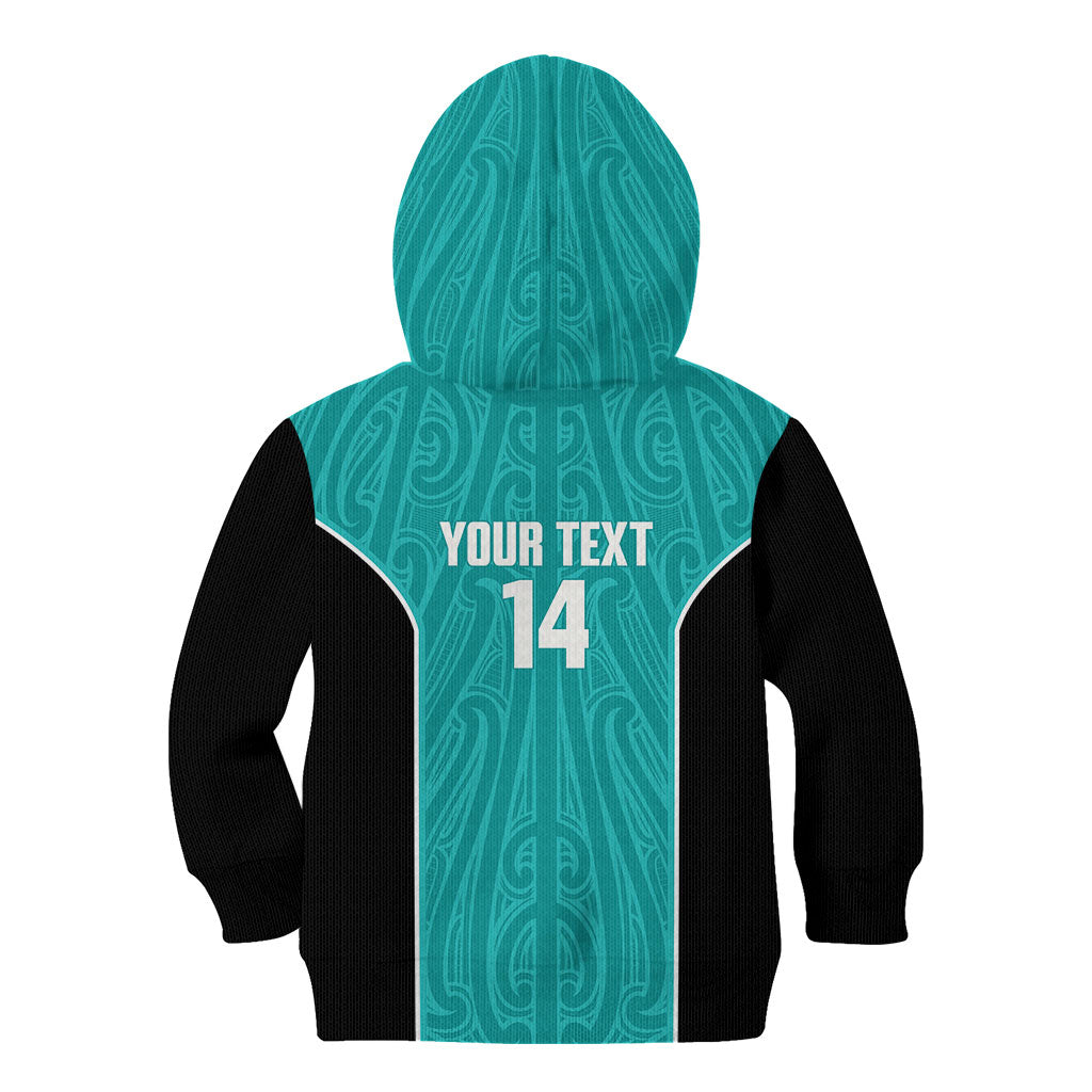 Custom New Zealand Stingray Oztag Kid Hoodie Tag Rugby Maori Pattern Teal Version